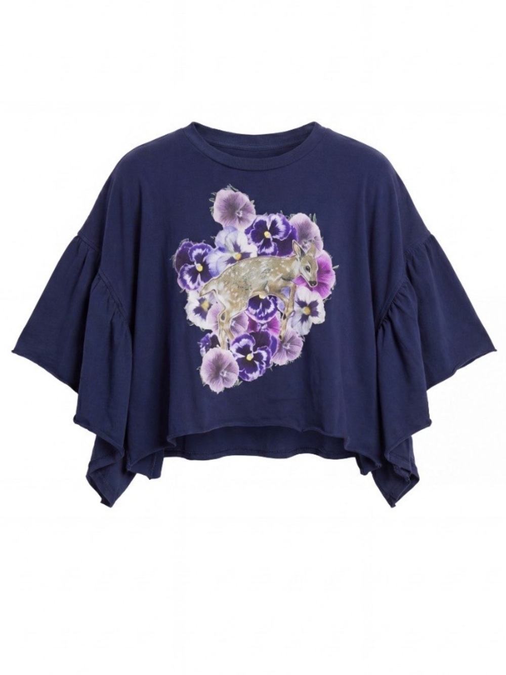 Hand Crafted Navy Sweatshirt with Purple Floral Design - Picture 6 of 7